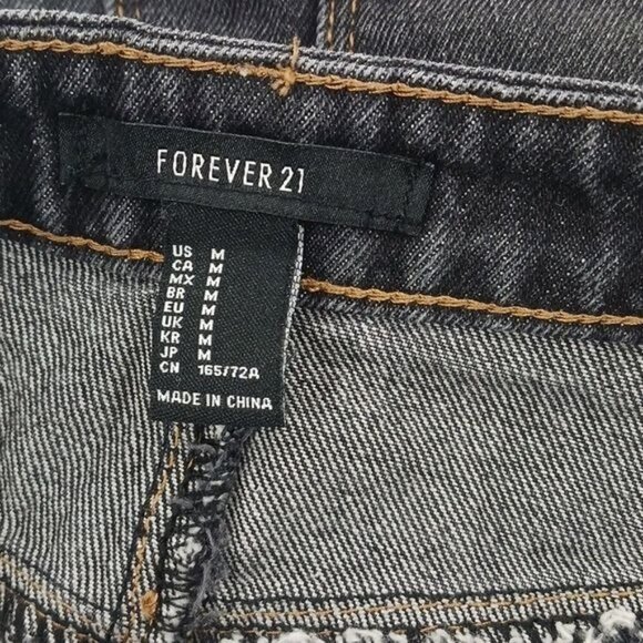 Forever 21 Womens M Blue Denim Mini Skirt Raw Hem Distressed Asymmetrical Cut - Picture 4 of 5